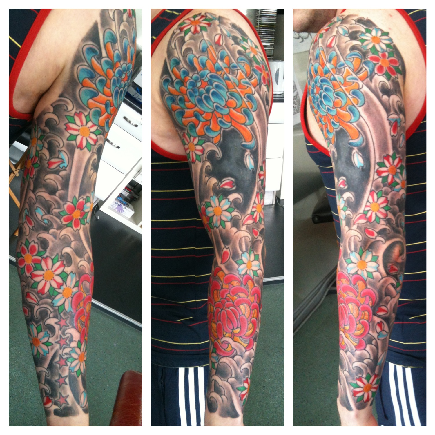 Irish Street Tattoo Japanese sleeve with cover-up.  IRISH 